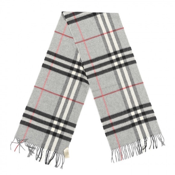 Burberry 100% Cashmere Grey Nova Check Scarf - Picture 1 of 12